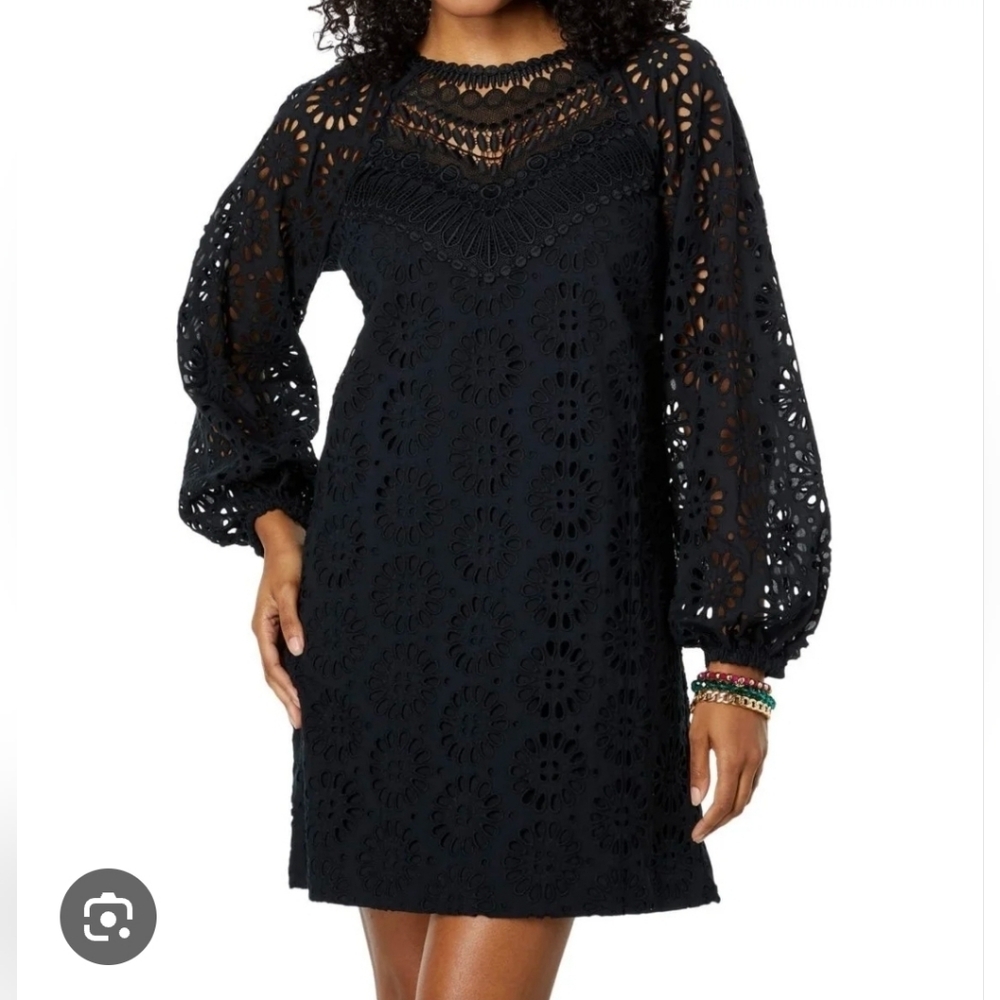 NWT Lilly Pulitzer Priscilla Long Sleeve Onyx Oversized Pinwheel Dress Size 8
